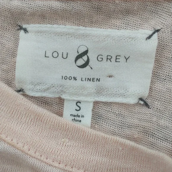 Lou & Grey 100% Linen Blush Peach Color Short Sleeve Tee Small - Picture 3 of 5